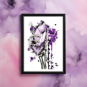 Skeleton & Purple Crystal Hand Print