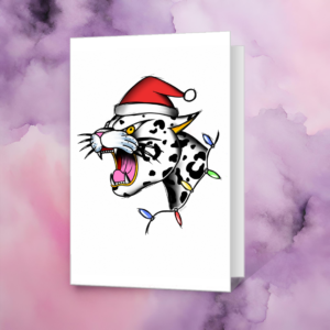 Traditional Snow Leopard Christmas Card