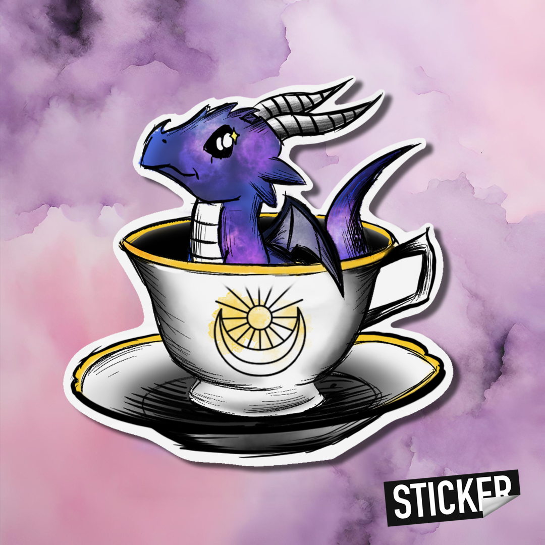 Dragon in Teacup (Galaxy) Sticker