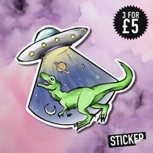 Dinosaur UFO Sticker